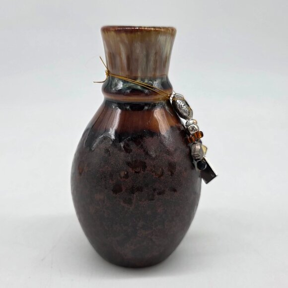 Decorative Handmade Ceramic Vase With Beaded Charms & "Family" Pendant - Picture 3 of 7